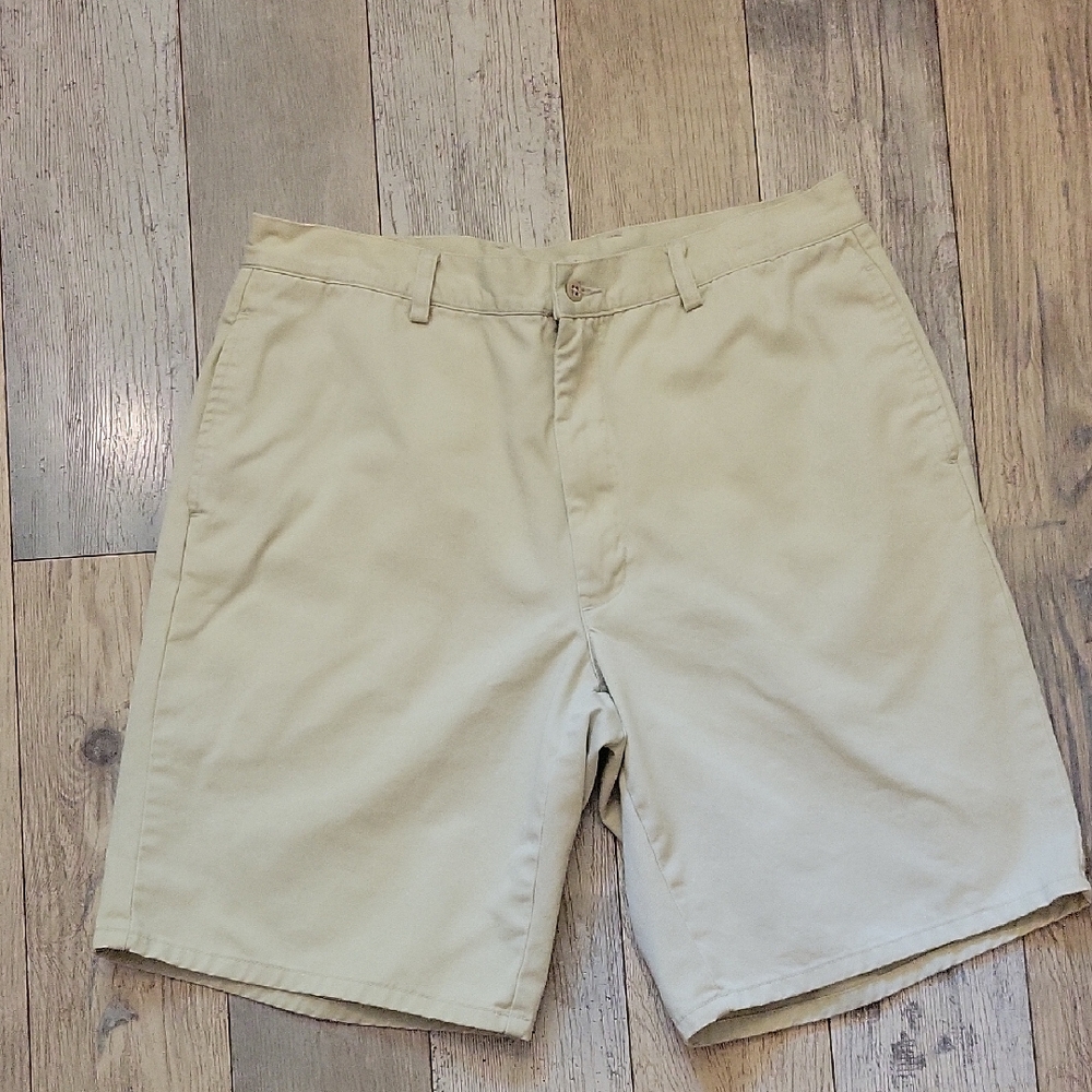 Classic Men's Beige Flat Front Shorts
